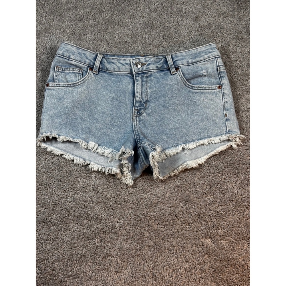 H&M Divided Womens Light Wash Denim Frayed Hem Cutoff Shorts Size 10 0884405-5